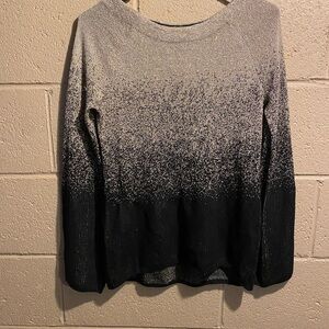 White House Black Market Ombre Black and Gray Long Sleeve Top